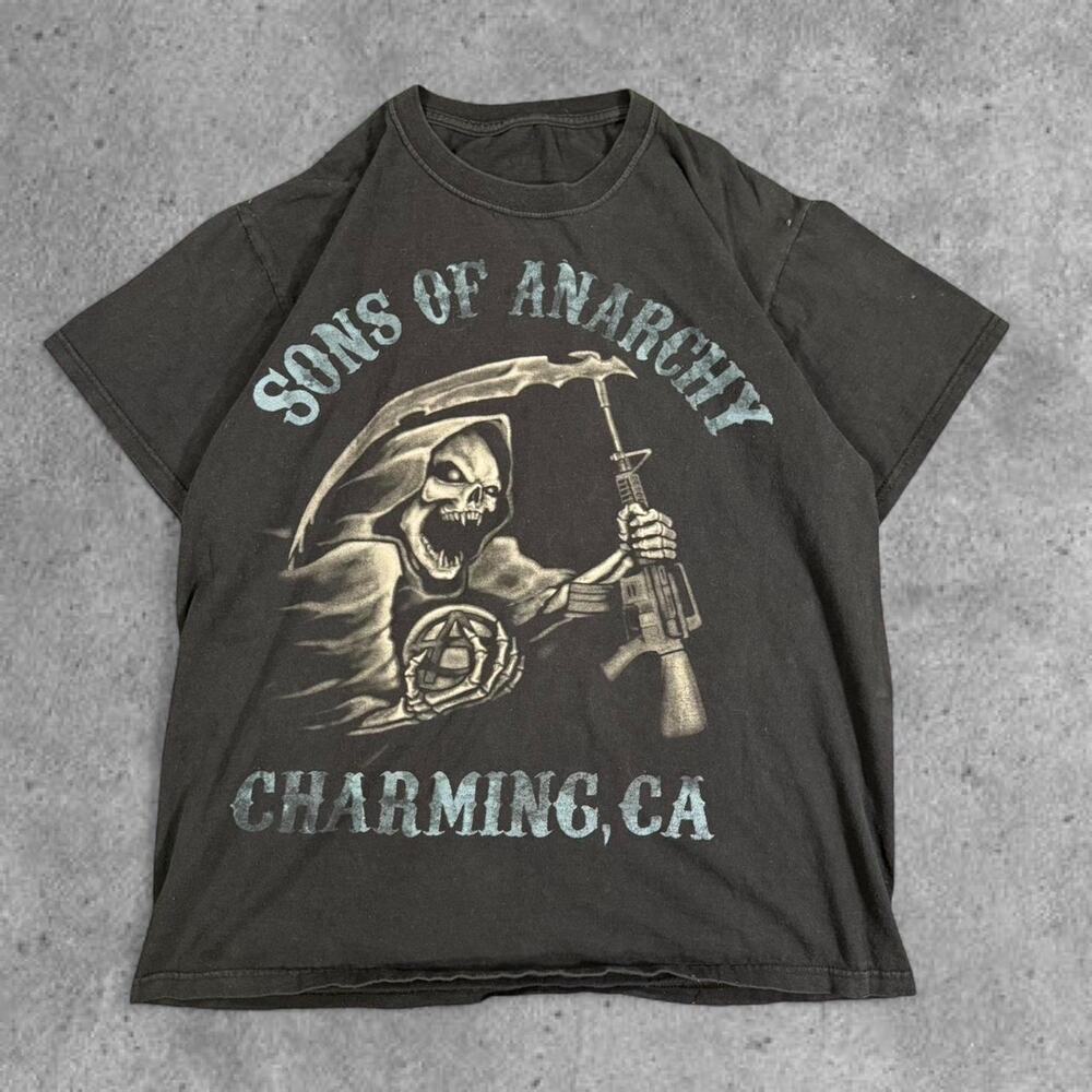 Sick Y2k Black and grey Sons of Anarchy Charming, CA tee
